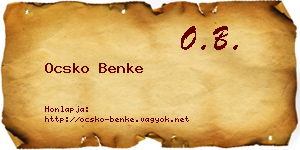 Ocsko Benke névjegykártya